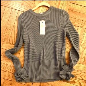 Design History blue knit sweater with bow sleeves size small